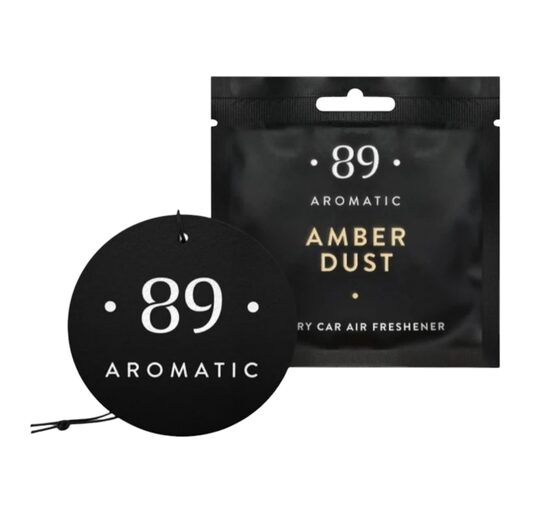 AMBER DUST AROMATIC 89 • PERFUMED HANGING PAPER CAR AIR FRESHENER Piekaramais papīra gaisa atsvaidzinātājs 